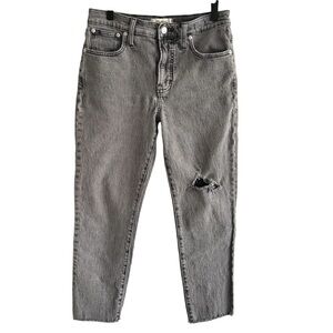 Madewell The Perfect Vintage Jeans Gray High Rise Raw Hem Women's 27P -FLAW